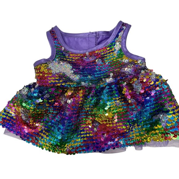 Build-A-Bear BAB Shirt Dress Lot Lalaloopsy Sequin Rainbow Stripe Hood BB jersey - Picture 6 of 10